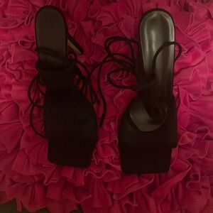 Black open toed heels.